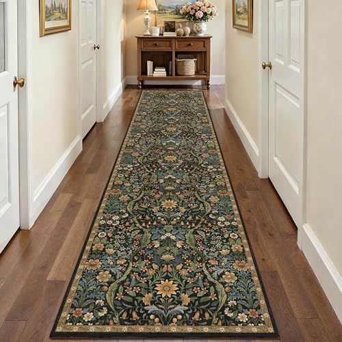 3x12 Floral Runner Rug for Kitchen Washable Hallway Runner Rug - Image 2