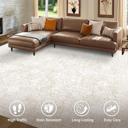 Sasttie 4x6 Area Rugs, Ultra-Soft Washable Rug for Living Room, Cream - Image 3