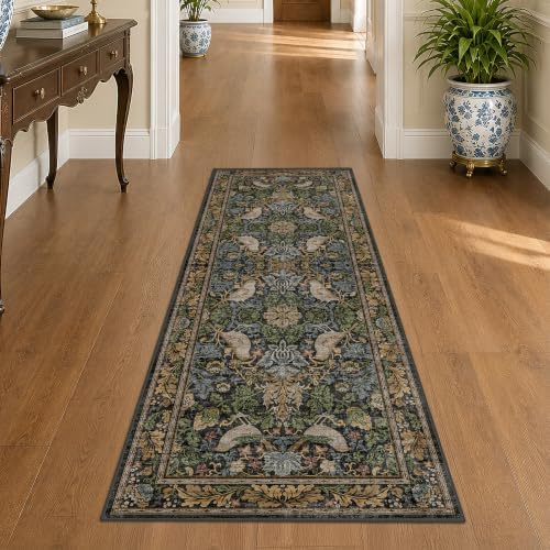 Floral Kitchen Runners - 2x6 Runner Rug for Hallway Bathroom Laundry Room Bedroom Beside Bed Entryway, Boho Leaves Patterned Non Slip Low Pile Washable Rugs - Image 3