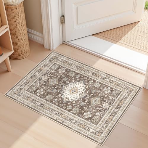 cotiled 2x3 Area Rug for Living Room, Washable, Traditional, Dark Brown by COTILED
