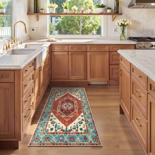 SERISSA 2x4 Washable Non Slip Boho Runner Rug for Entryway，Orange - Image 2