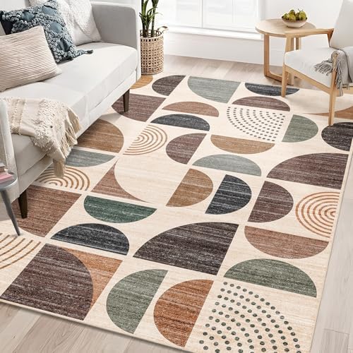 MUJOO 5x7 Area Rugs Washable,Boho Rugs Non Slip Modern Abstract Large by MUJOO