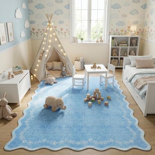 GarveeHome 6x9 Scalloped Area Rug Soft Washable Rug for Living Room Bedroom - Image 5