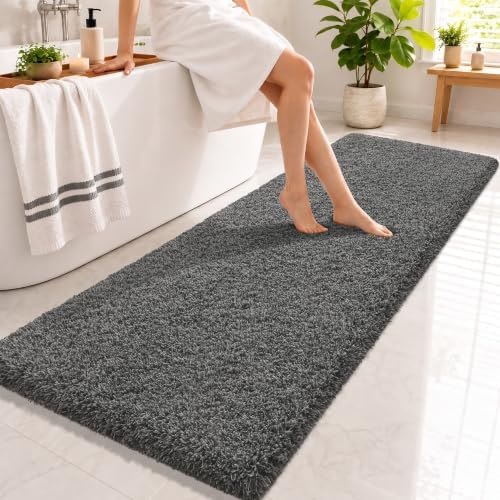 Yimobra Bathroom Runner Rug Non Slip 70x24, Bath Mat, Light Gray&Black Gray by Yimobra