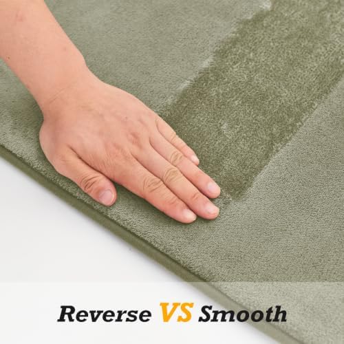 HUXMEYSON Bathroom Rugs Sets 2 Piece, Non-Slip & Quick Dry Bath Mat Set, Ultra Soft Velvet Bath Rugs for Bathroom, Toilet and Shower Floor, Olive Green - Image 3