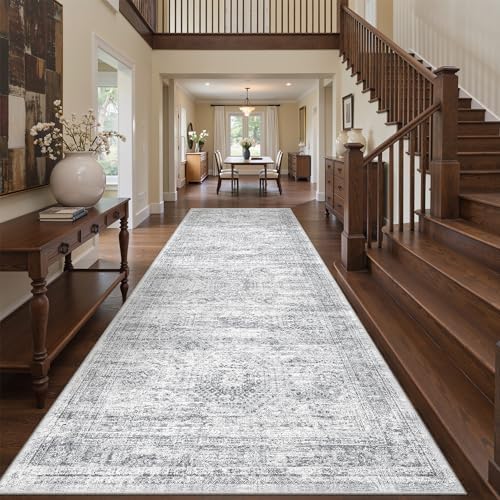 4x12 Runner Rug Non Slip,Washable Hallway Runner Rug,Grey by Restydon