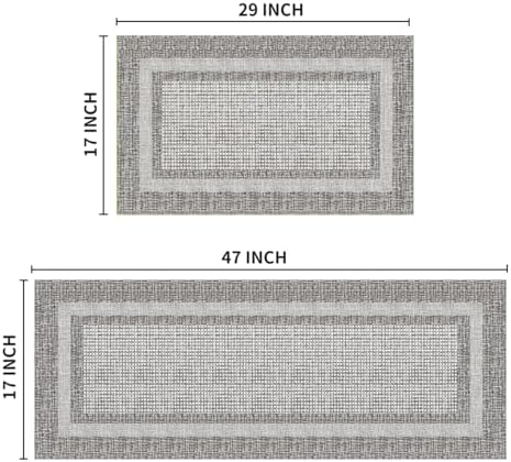 Artoid Mode Grey Rectangle Plaid Kitchen Mats Set of 2-17x29 + 17x47 - Image 3