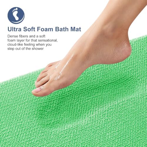 OLANLY Memory Foam Small Bathroom Rug 24x16, Absorbent Bath Mat, Mint Green - Image 2