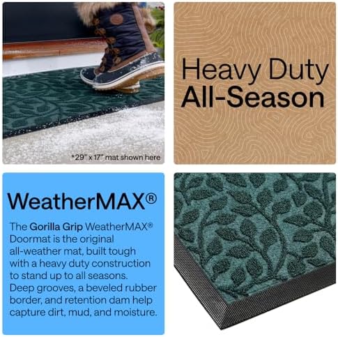 GORILLA GRIP WeatherMAX Door Mat, Indoor Outdoor, 72x24, Green Vine Leaves - Image 3