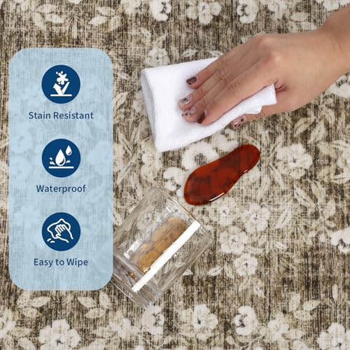 GarveeHome 2x3 Floral Rugs for Bath Vintage Small Mats Botanical Carpets - Image 4