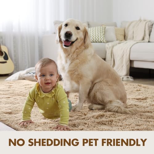 6x9 Ft Large Shag Beige Rugs for Living Room Bedroom, Ultra Soft Fluffy Furry Area Rugs for Playroom Indoor Floor, Aesthetic Carpet for Kids Home Decor - Image 6