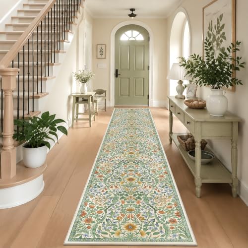 2x10 Floral Runner Rug for Hallway Washable Kitchen Runner Rug - Image 3