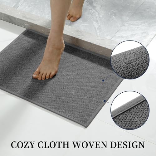 YIHOUSE Dark Gray Bathroom Rugs Sets 4 Piece, Quick Dry Thin Bath Mat with Toilet Rug, Non Slip Absorbent Machine Washable, Bath Runner Rugs for Bathtub Sink Home Decor - Image 3