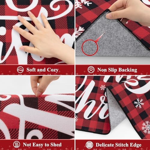 Vaukki Christmas Kitchen Rug Set 3 Piece, Snow Washable Floor Mat - Image 4