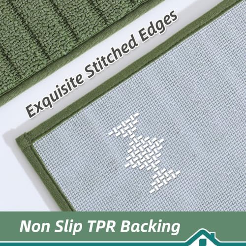 BEQHAUSE Kitchen Rugs 24"x35", Non Slip Washable Kitchen Floor Mat, Green - Image 3