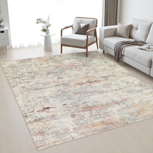 Area Rug Living Room: 5x5 Modern Washable Indoor Soft Carpet Taupe by FXRHLP