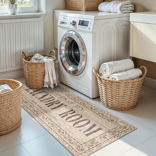 RUUGME 20x48 Laundry Room Rug Runner - Non Slip Washable Carpet for Mudroom Washroom Soft Stain Resistant Carpets Durable Low Pile Farmhouse Decor Floor Mat for Bathroom 20"x48" Natural Wood Brown - Image 3