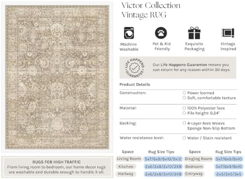 HUGEAR Hallway Runner Rugs 2x7 Beige Vintage Rug - Image 4