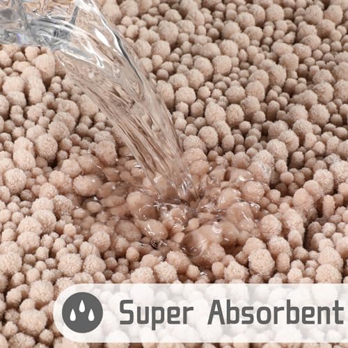 Yimobra Large Bathroom Rugs Non Slip Washable 36x24 Inch - Ultra Soft Absorbent Chenille Bath Mat, Quick Dry Shaggy Floor Carpet for Tub Shower, Pinkish Beige Home Decor Accessories - Image 5