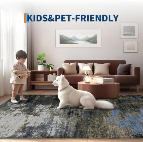 GarveeHome 4x6 Washable Area Rug Modern Abstract Gray Brown - Image 3