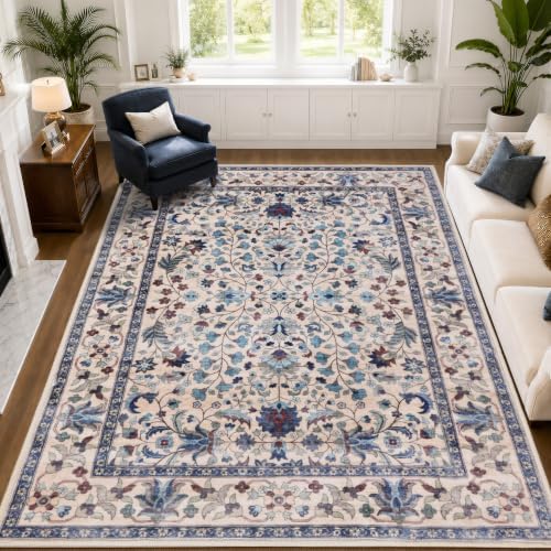6X9 Area Rugs for Living Room, Washable Area Rug, Beige by LLRULLGS