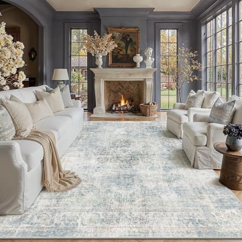 9x12 Blue Vintage Area Rug by WondRg