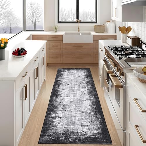 GarveeHome Entryway Rug 2.5x8 Washable Modern Abstract Small Grey by GarveeHome