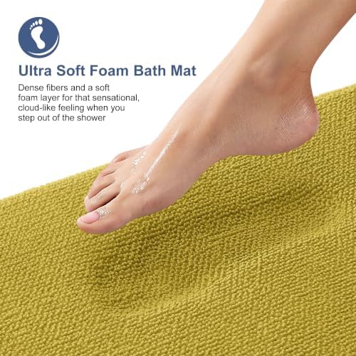 OLANLY Memory Foam Bathroom Rugs 30x20, Absorbent Bath Mat, Deep Mustard - Image 2