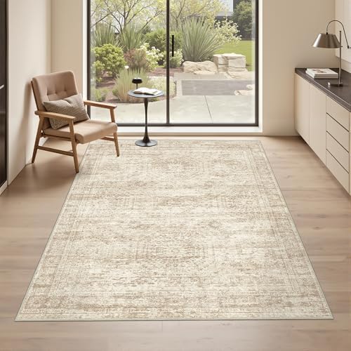 4x6 Area Rug for Entryway,Washable Kitchen Rug,Beige - Image 3