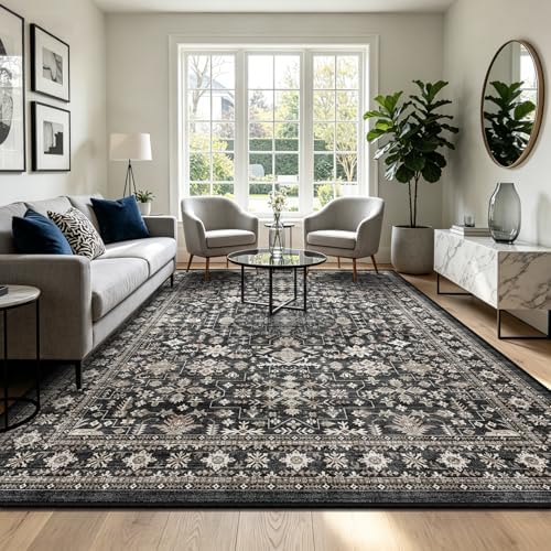 Grey Area Rug 9x12 for Living Room Bedroom by WelcometoBabovid