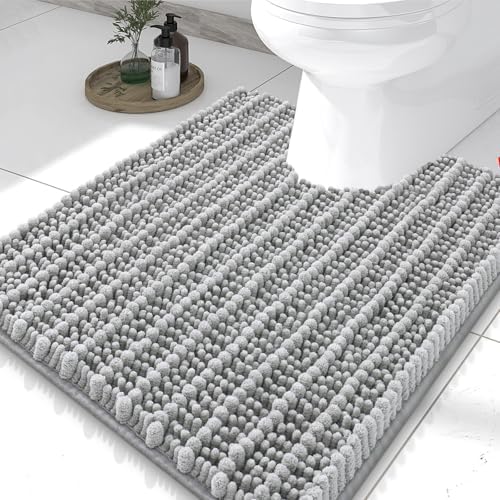 Smiry Bathroom Toilet Rugs U Shaped 24X20, Chenille Bath mats for Toilet by Smiry