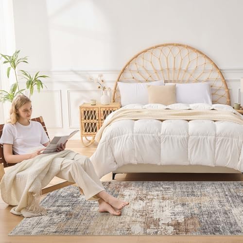 DMOYEST Washable Runner Rug for Hallway: 3x8 Neutral Modern Abstract Low Pile Area Rug with Non-Slip Backing - Carpet for Bedroom Kitchen Laundry Entryway Bathroom Indoor - Grey Brown - Image 2