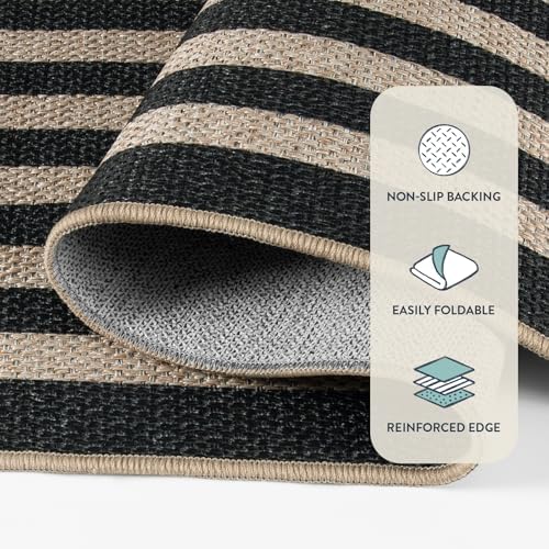 Lahome Modern 3x5 Outdoor Rug,Black Indoor Outdoor Front Porch Rug Non Slip - Image 5