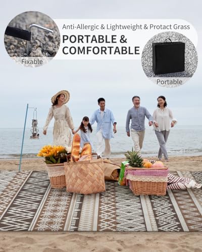 MontVoo Outdoor Rug Carpet Waterproof-Patio Rug Mat 6x9 Reversible RV Outdoor Camping Rugs Picnic Beach Mats Plastic Straw Outside Rugs for Balcony Porch Pool Deck Boho Patio Decor - Image 6