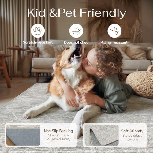 HUGEAR 6x9 Area Rug Grey Washable Rugs for Living Room - Image 4