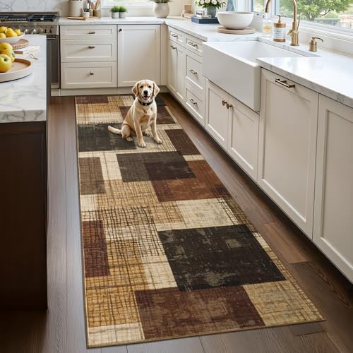 Washable 3x10 Runner Rug for Hallway Kitchen Bedroom, Red-Brown - Image 5