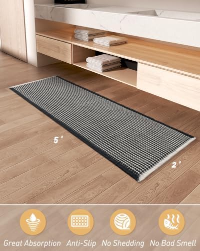 Upgraded Waffle Bath Mat Runner Absorbent Non Slip Bathroom Mat, 2' x 5' - Image 2