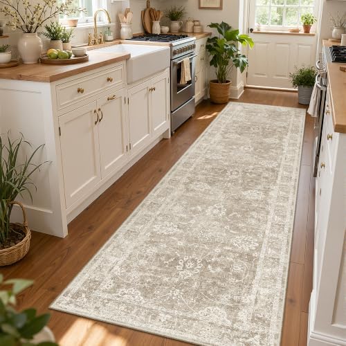 Madane Runner Rug 3x12 for Hallway, Kitchen Non-Slip Runner Rug Brown/Sand - Image 2