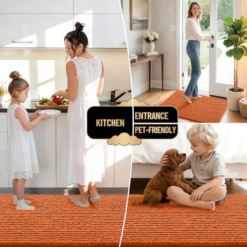 OLANLY Thick Chenille Bathroom Rugs 36x24, Soft Absorbent Bath Mat, Clay - Image 6