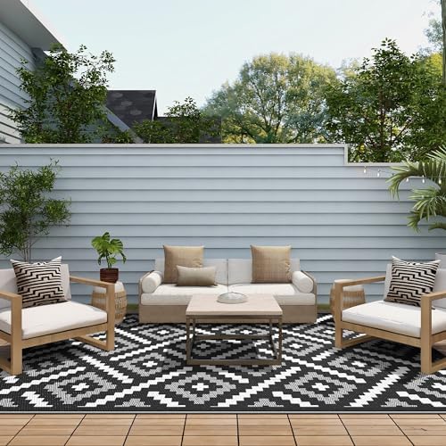 GENIMO Outdoor Rug, Waterproof Plastic Rugs for Patio, 6'x9' Ink White - Image 4