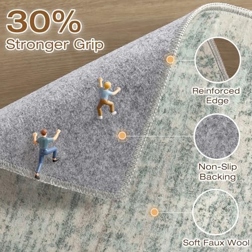 LOONGRUG Runner Rug 2x6 Machine Washable Non-Slip Kitchen Rug Sage Green - Image 3