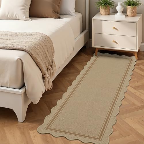 Zeeinx Easy Jute 2x6 Kitchen Runner Rug Scalloped Outdoor Runner Rug - Image 3
