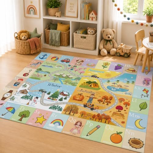 Nayoroom Kids Alphabet ABC Rug, Soft Faux Wool Seasons, Non-Slip, 5 x 7 ft - Image 2