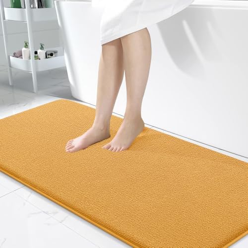 OLANLY Memory Foam Bathroom Runner Rugs 47x24, Long Bath Mat, Golden Yellow by OLANLY