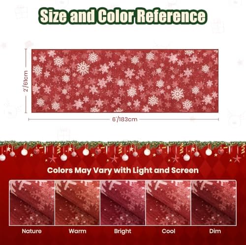 2x6 Runner Rug Non Slip for Entrance, Washable Christmas Kitchen Rugs, Ultra-Thin Snowflake Bathroom Rug Runner, Soft Red and White Christmas Decor Indoor(2'x6', Red/White) - Image 2