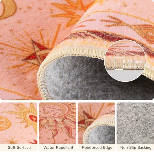 Vacuum-Friendly, 4x6 Washable Area Rug, Pink Gold Beige Red - Image 3