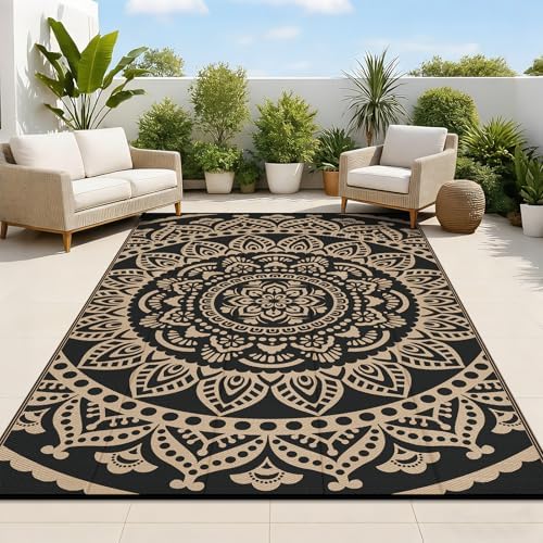 Bsmathom Waterproof Outdoor Rug, 5'x8', Black by Bsmathom