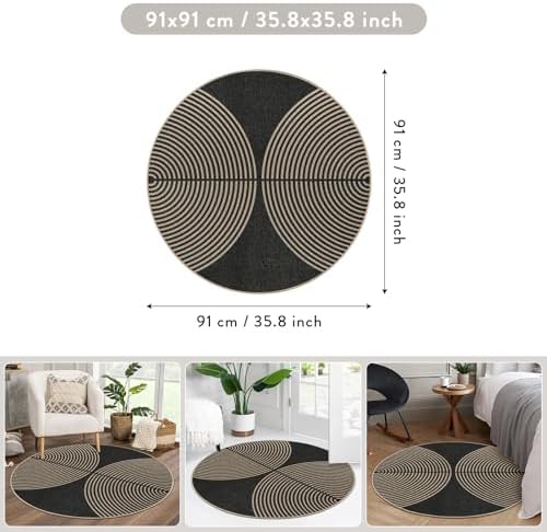 Lahome Rainbow Small Round Rug, 3ft Circular Indoor Outdoor Entryway Rug - Image 2
