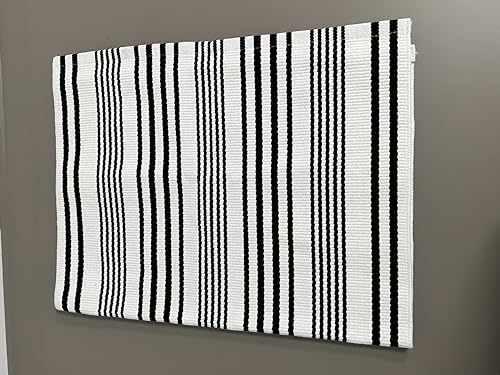Fall Layered Doormat 27.5"x43.3",Black and White Striped Outdoor Rug - Image 4