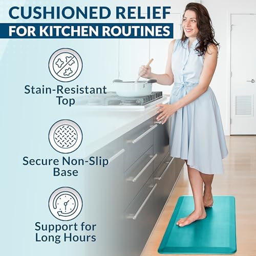 ComfiLife Anti Fatigue Floor Mat – 3/4 Inch Thick Perfect Kitchen Mat, Standing Desk Mat – Comfort at Home, Office, Garage – Durable – Stain Resistant – Non-Slip Bottom (24" x 70", Teal) - Image 6